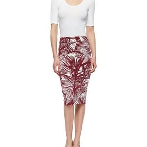 Elizabeth and James Aisling Palm-Print Pencil Skirt